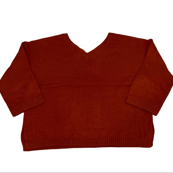 NWT Madewell Burgundy Double-V Pullover Sweater - Picture 4 of 7